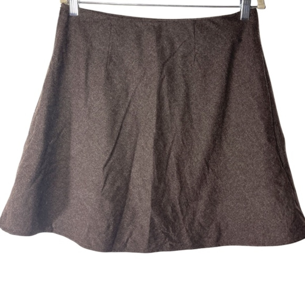 J. McLaughlin Brown Wool A-Line Skirt 12 - Picture 3 of 3